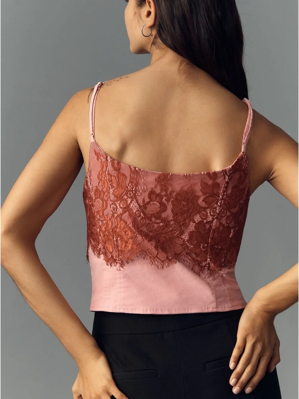 ANTHROPOLOGIE MAEVE Lace Bow Halter Tank Top in Powder Pink size Small - Picture 3 of 9